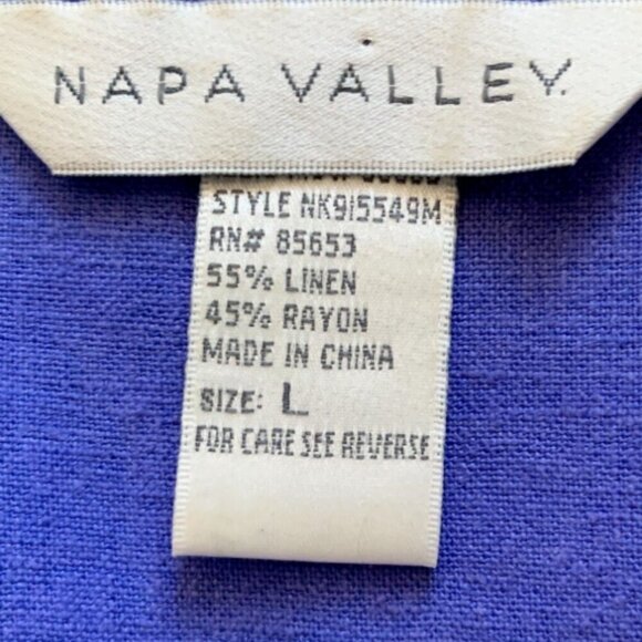 Napa Valley Linen Rayon Embellished Jacket Top L Purple #57M - Picture 6 of 7